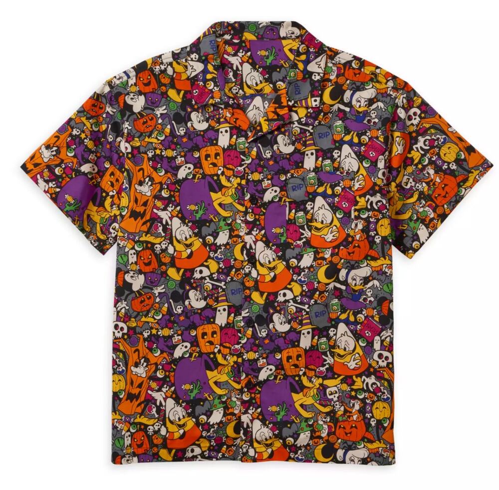 Disney Parks Halloween 2022 Mickey Friends Button Down Camp Shirt Mens XL AOP